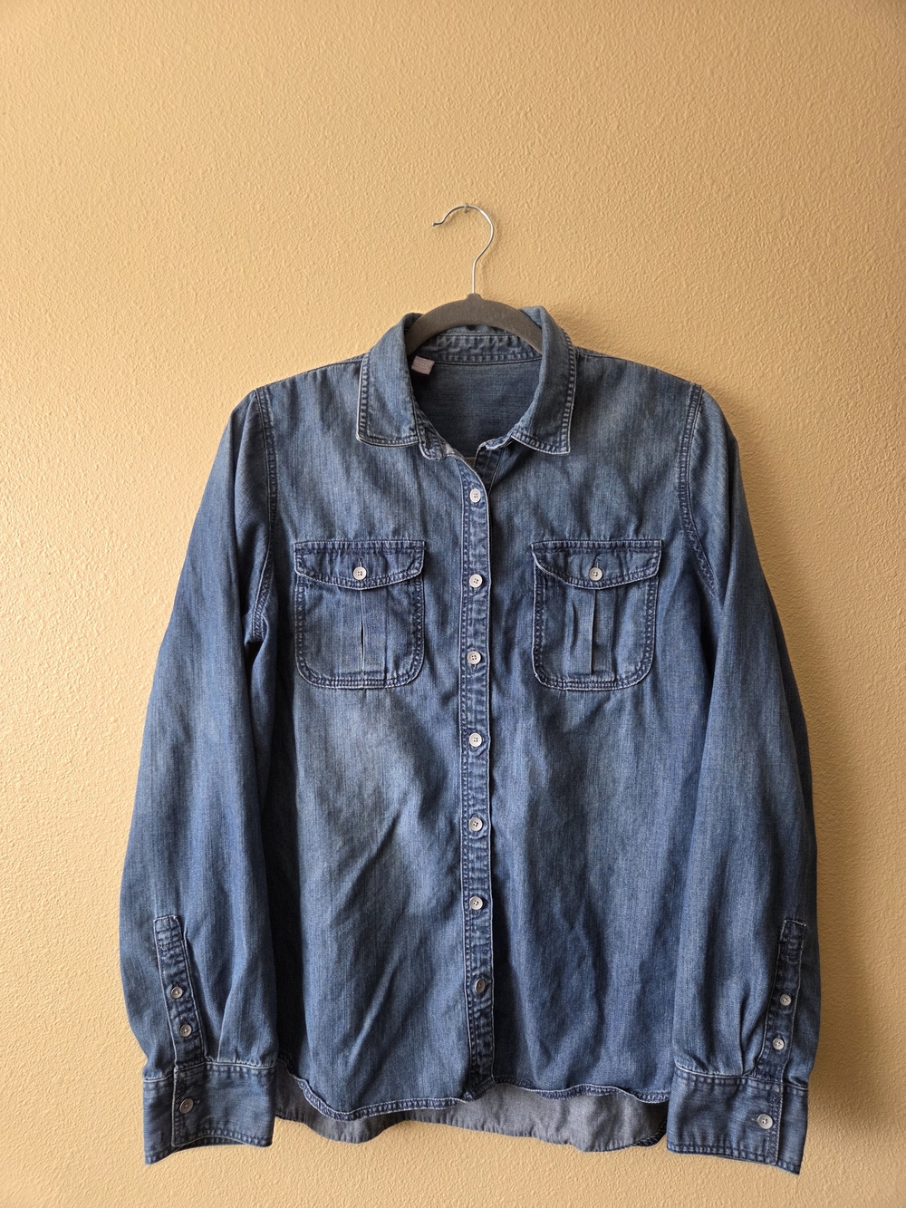 Women's Blue Denim Button-Up Shirt